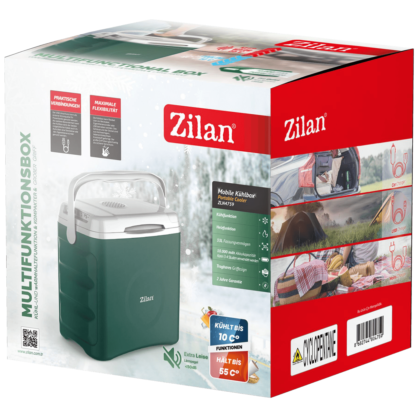 Zilan Hladnjak, prijenosni, hlađenje/grijanje, 33 l., 55W,12V/220V - ZLN4759