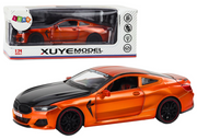Metalni sportski automobil 1:24 sa vratima koja se otvaraju - narančasto/crni