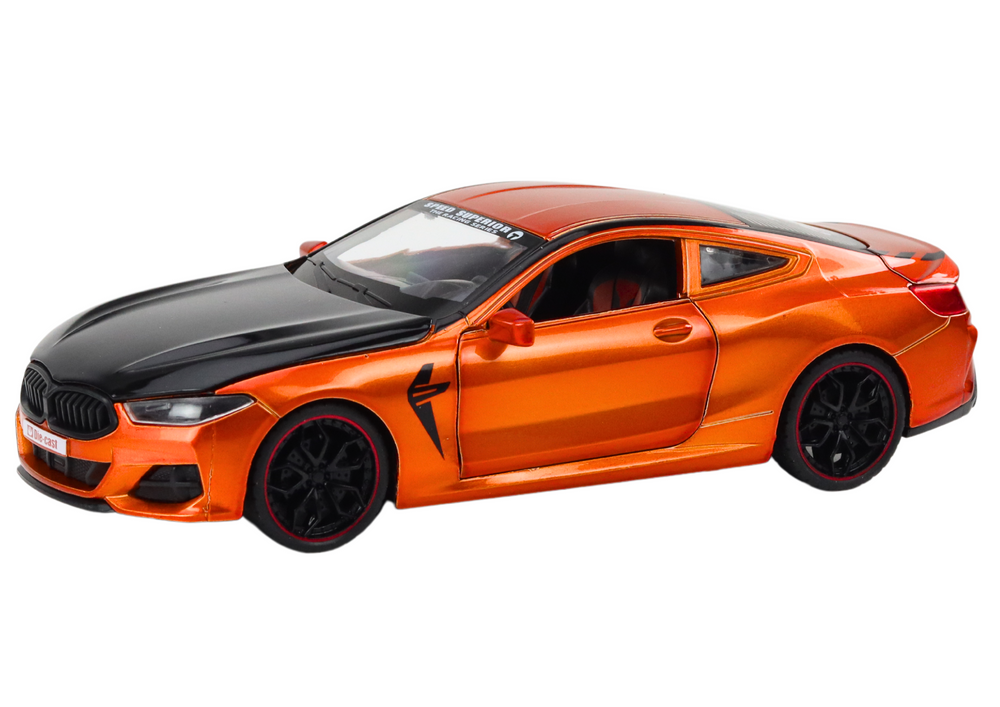 Metalni sportski automobil 1:24 sa vratima koja se otvaraju - narančasto/crni