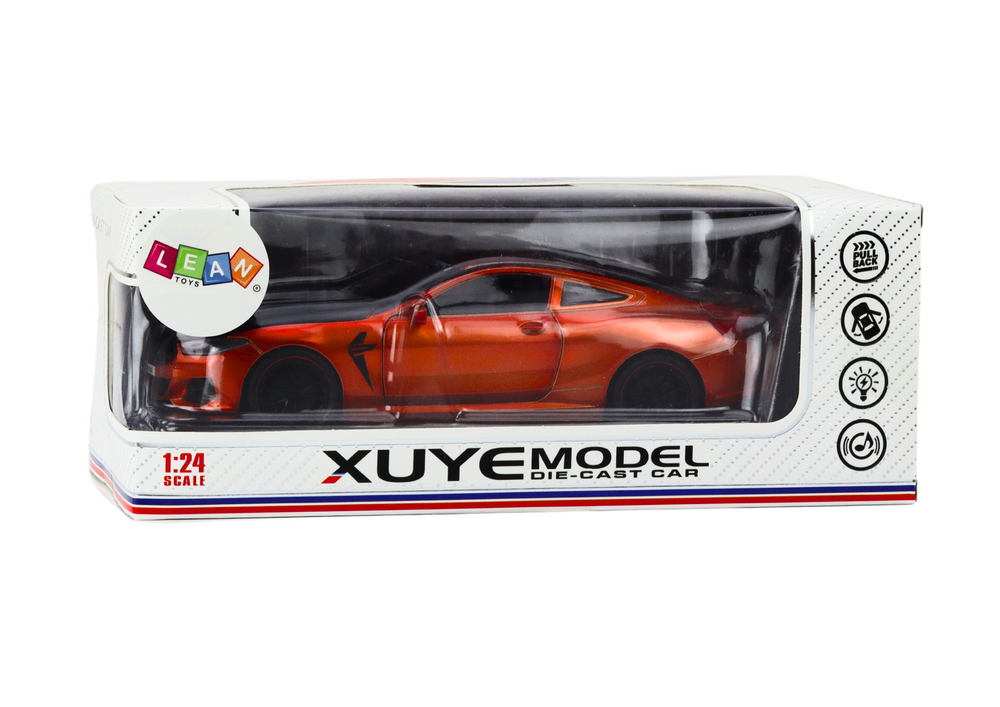 Metalni sportski automobil 1:24 sa vratima koja se otvaraju - narančasto/crni