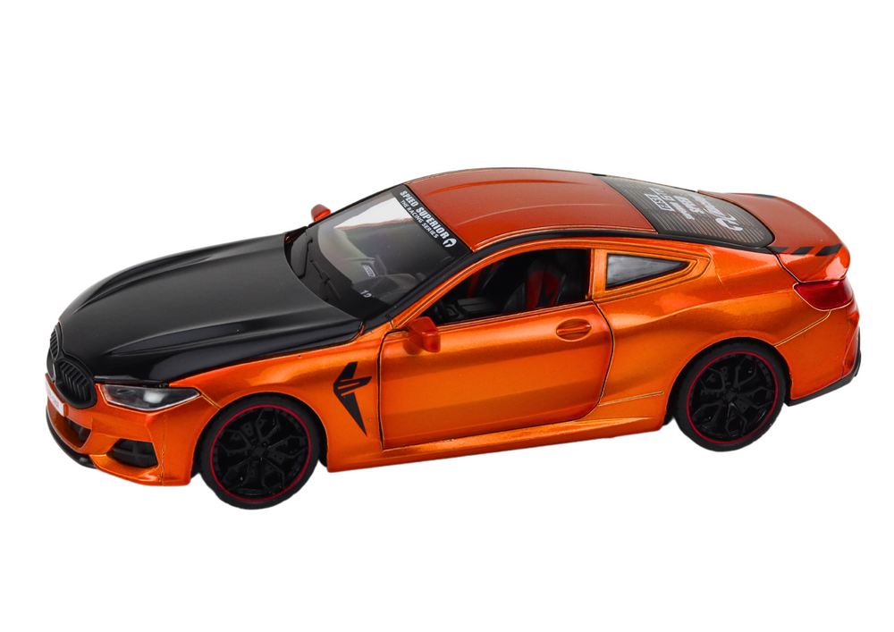 Metalni sportski automobil 1:24 sa vratima koja se otvaraju - narančasto/crni