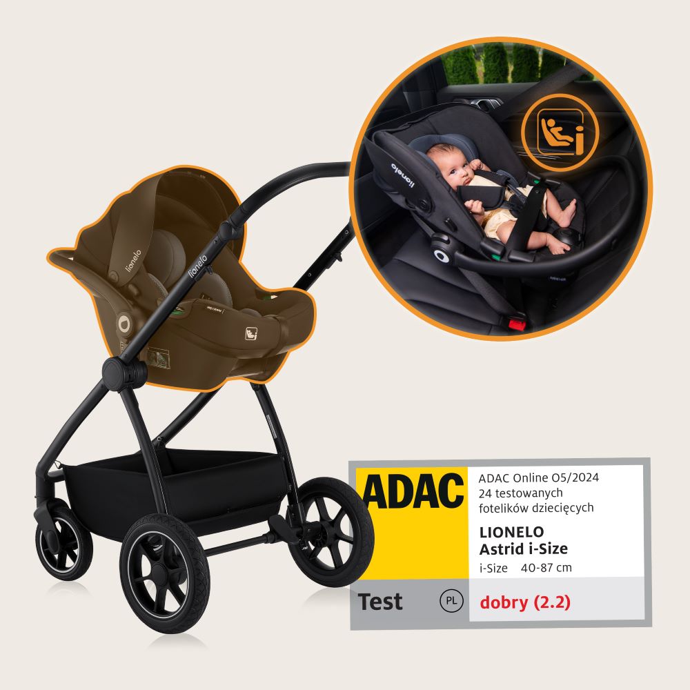 Lionelo dječja kolica Meril 3u1, Grey Stone
