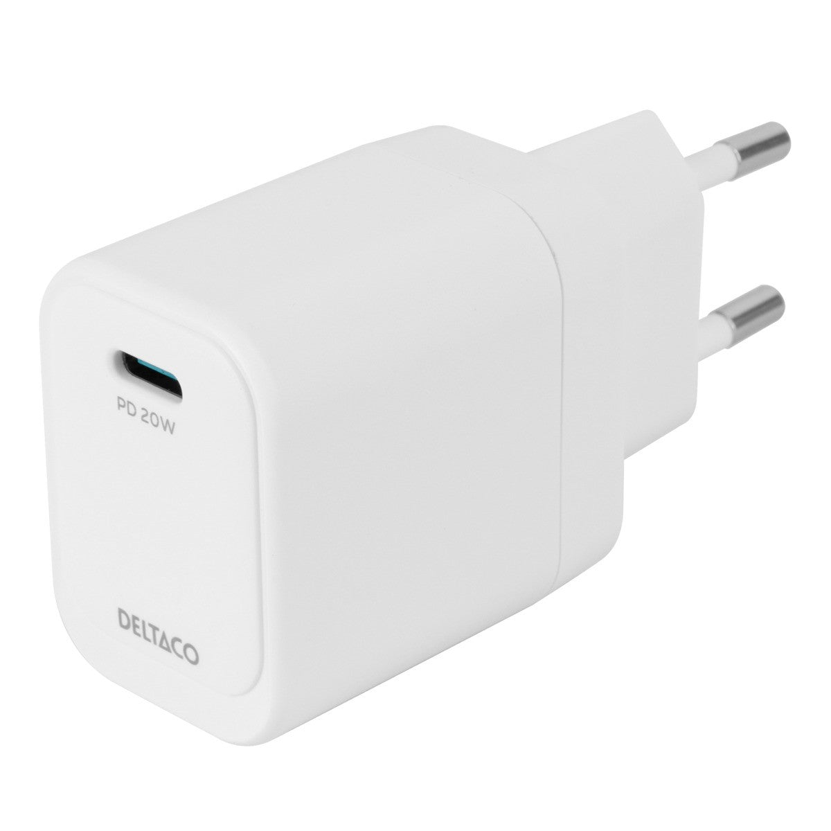 DELTACO Kućni punjač USB-C, 1x USB-C PD, 20 W, BIJELI