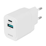 DELTACO Kućni punjač 1x USB-A 18 W, 1x USB-C PD 20 W, BIJELI