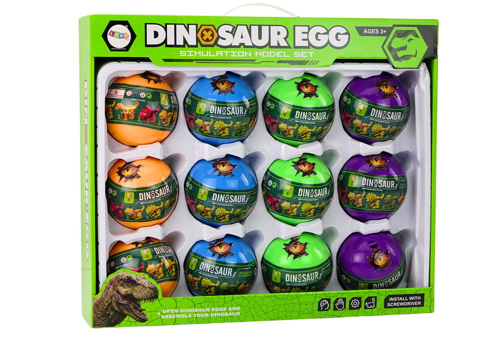 Set šarenih jaja za odmotavanje s dinosaurima - 12 komada