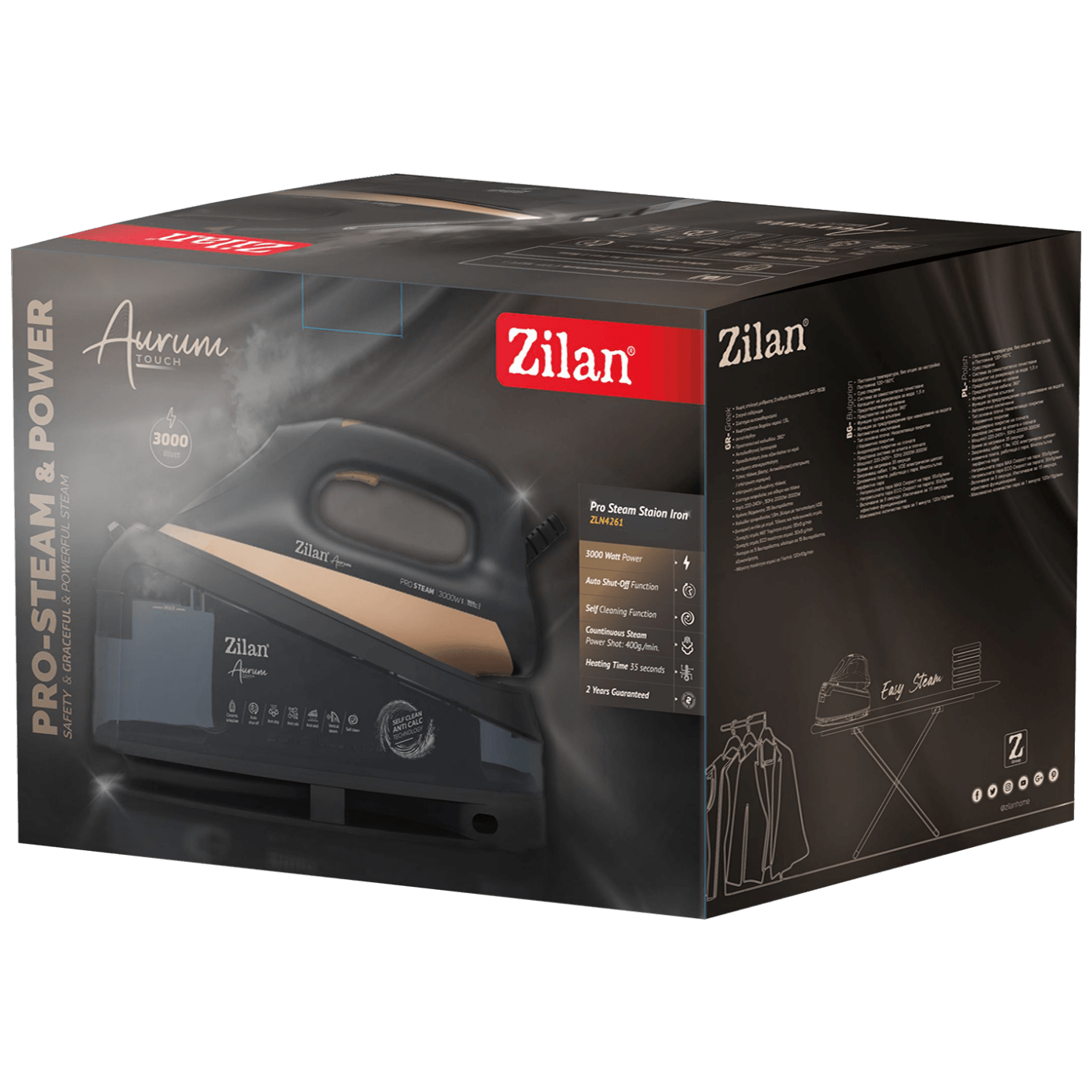 Zilan Glačalo na paru sa parnom postajom, 3000W, Aurum Touch - ZLN4261
