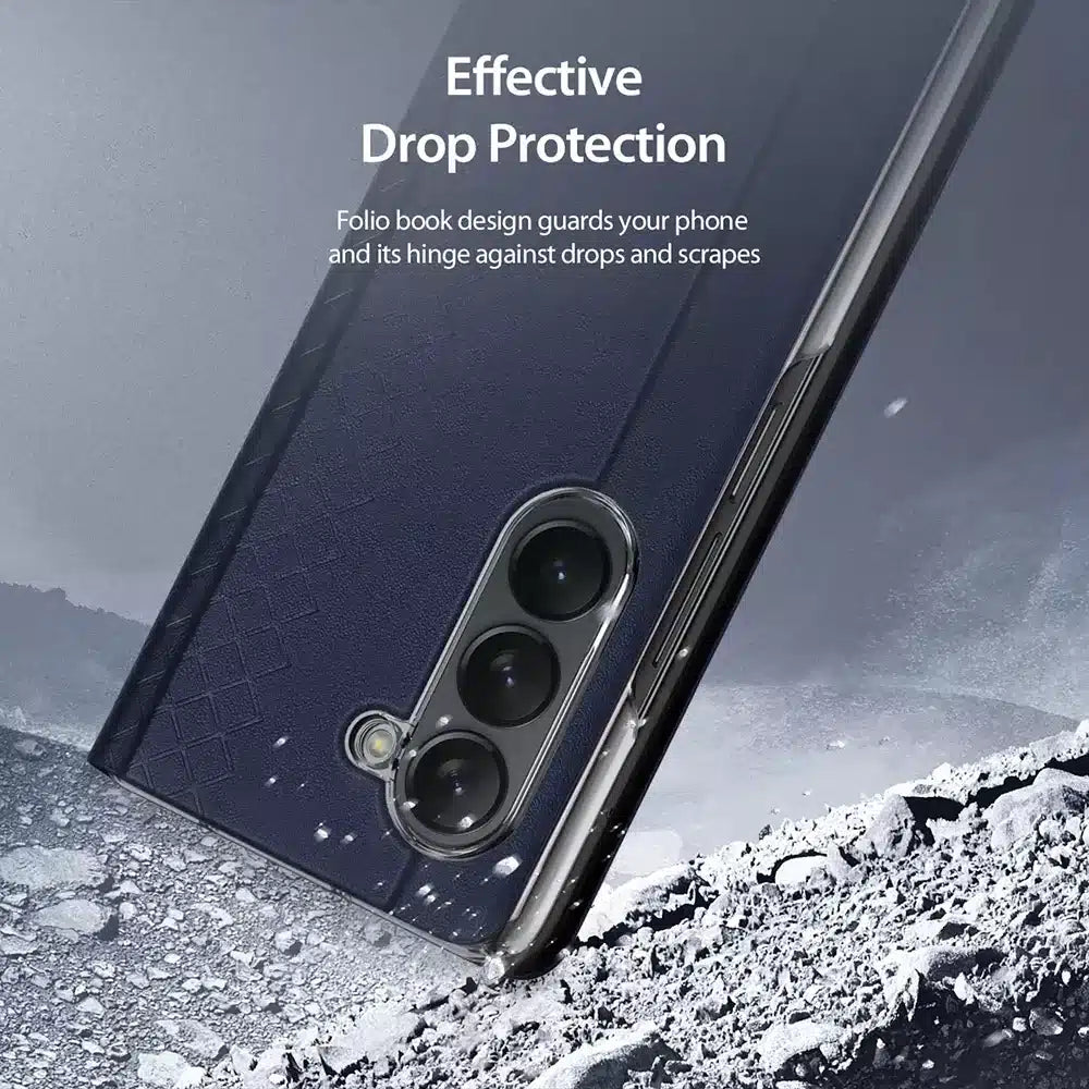 DUX DUCIS Bril – usnjena maska za Samsung Galaxy Z Fold5 5G modra