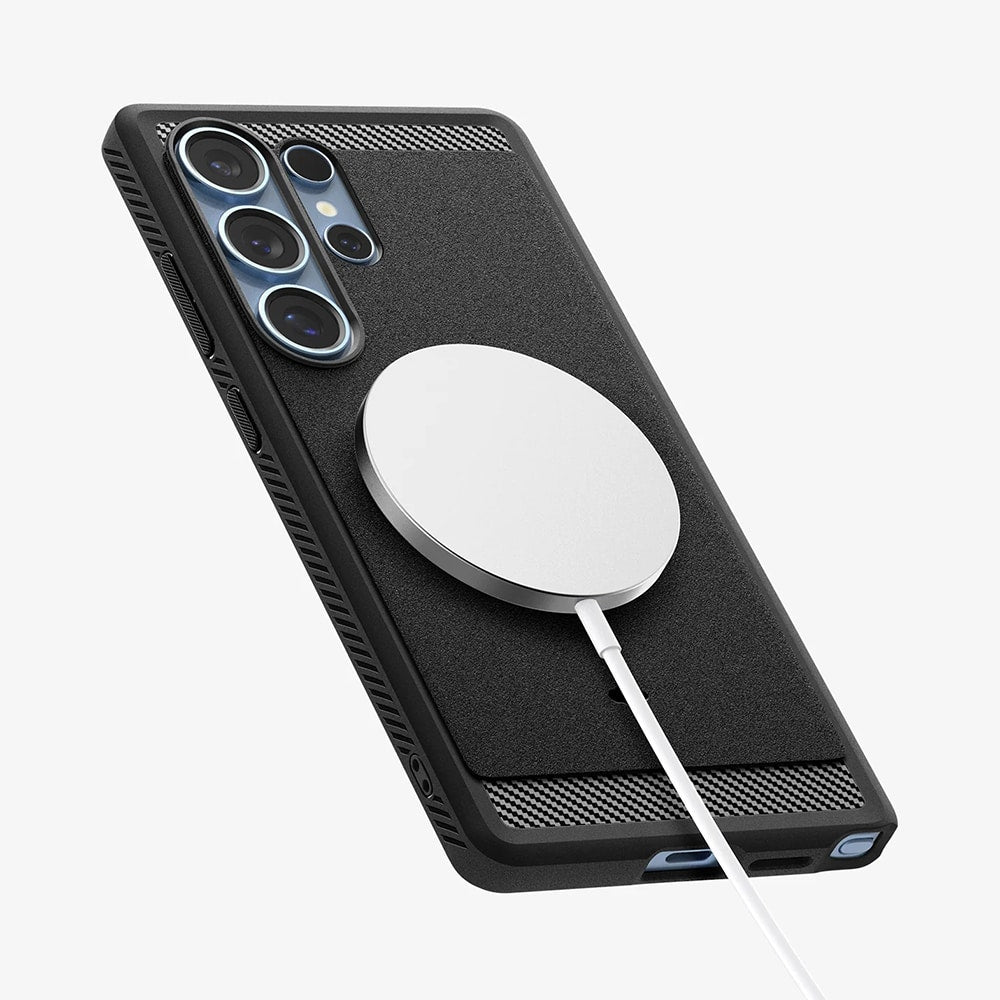 Spigen - Rugged Armor MagSafe ovitek za Samsung Galaxy S25 Ultra ACS08951 - mat črn