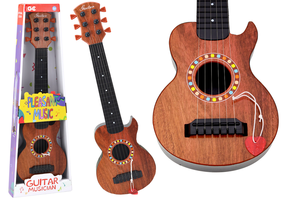 Klasična drvena dječja gitara sa trzalicom - smeđa