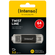 (Intenso) USB Flash drive 64GB, USB 3.2, USB-C, USB-A, Twist Line - USB3.2-64GB/Twist Line