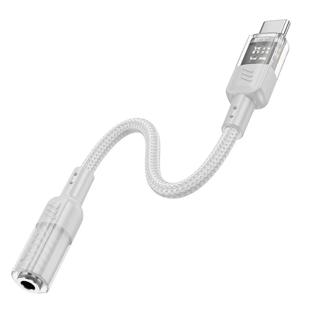 HOCO AUX adapter tipa C na Jack 3,5 mm LS37 15 cm prozorno siv