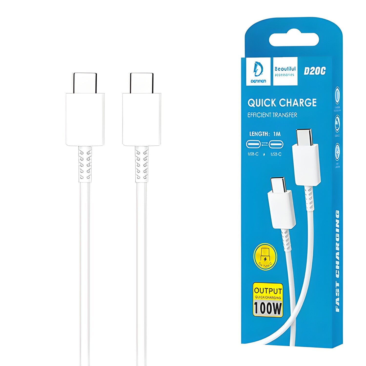 Denmen USB kabel USB - C - USB - C - 1m - Bijela KP26293