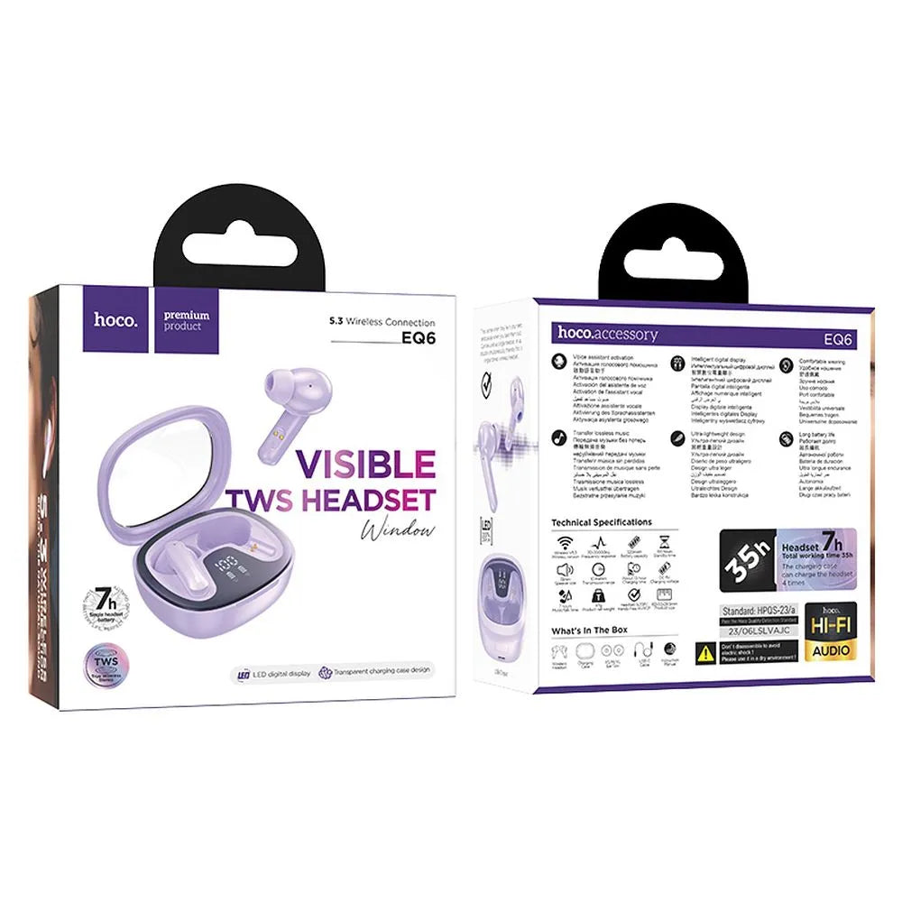 HOCO TWS Shadow EQ6 brezžične/bluetooth stereo slušalke vijolične