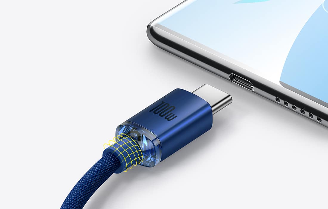 Baseus Crystal Shine kabel USB na USB-C 5A100W1.2m (modra)