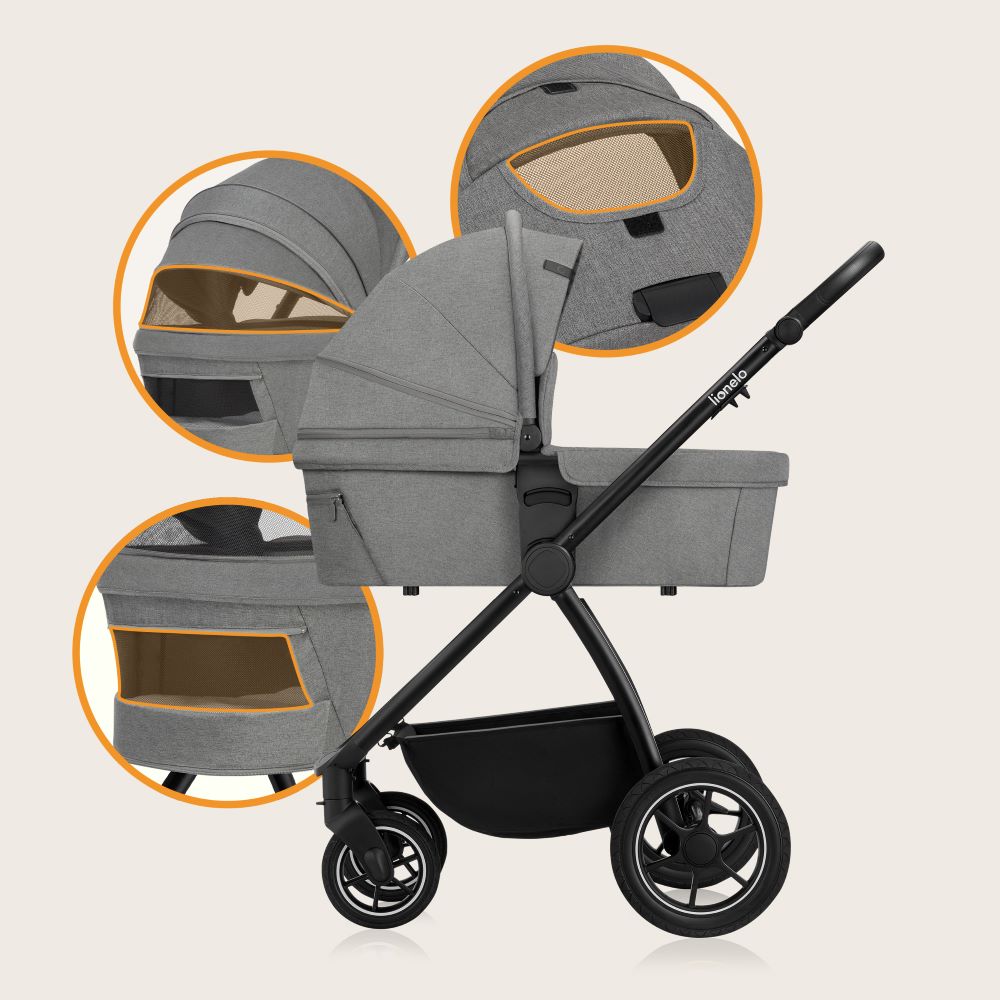 Lionelo dječja kolica Meril 3u1, Grey Stone