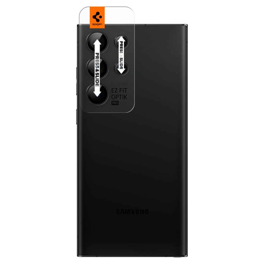 Spigen – Optik.TR EZ FIT steklo za kamero (2 kosa) za Samsung Galaxy S23 Ultra – črno