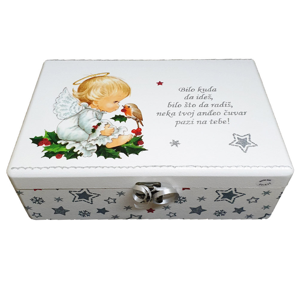 🎁 Škatlica spominov z ročno napisanim sporočilom – Naj bo tvoj angel varuh vedno ob tebi 🎁 Š154155