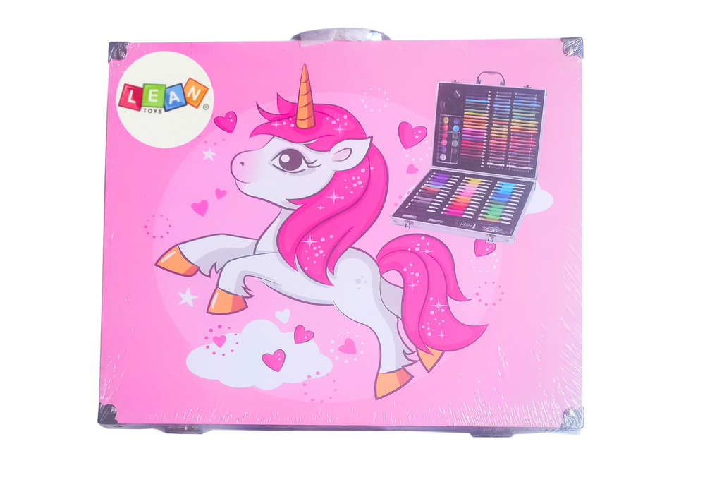 Artistic Set in a Suitcase with a Unicorn Pink 150 EL