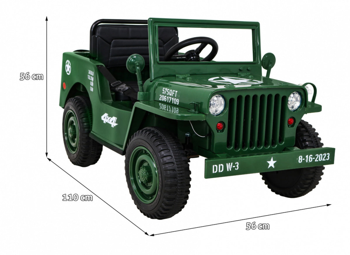 Auto na akumulator Retro Military 4x4 - zeleni