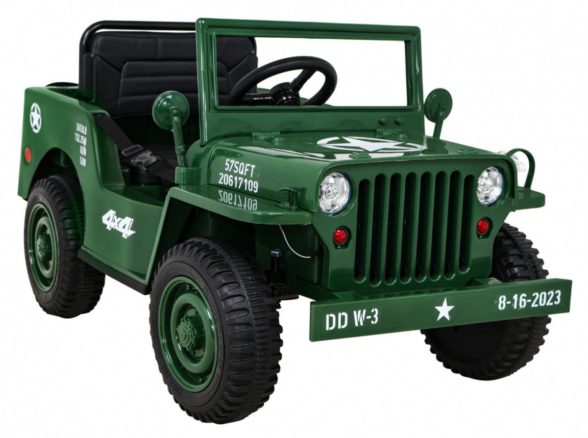 Auto na akumulator Retro Military 4x4 - zeleni