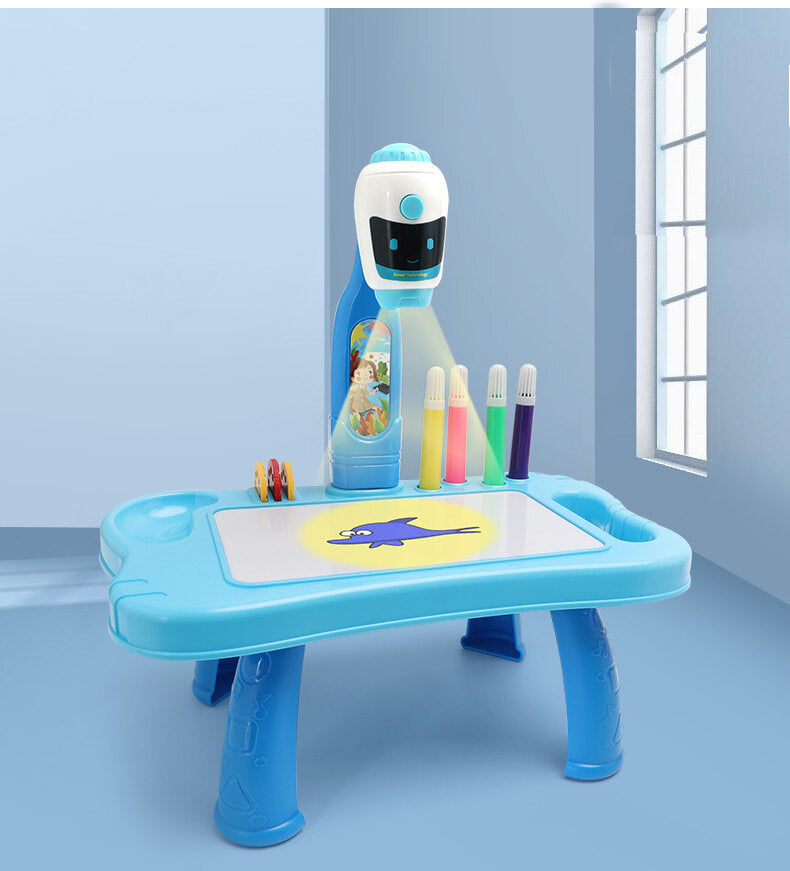 Stolić s projektorom za crtanje Robot - plavi