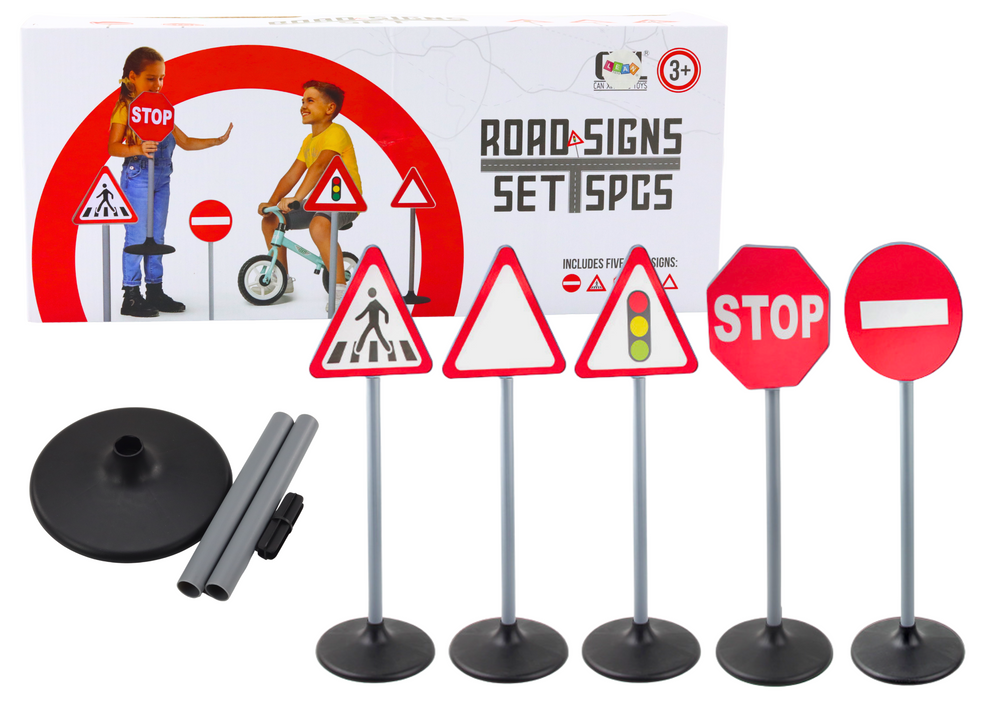Set edukativnih prometnih znakova upozorenja, 5 komada, 70 cm