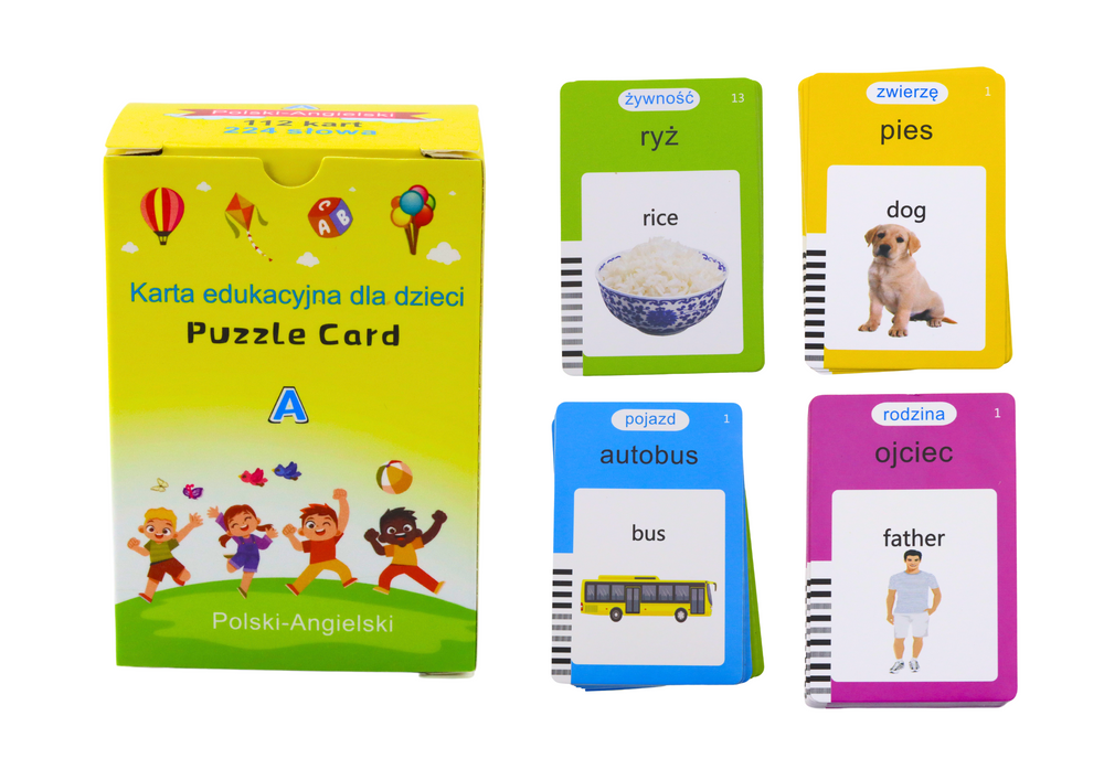 Tablet for Educational Cards Learning Polish English 224 Words Blue