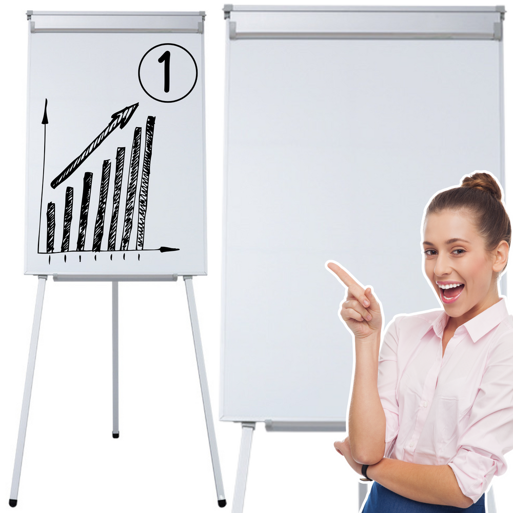 Magnetic Flipchart Board on a Tripod White 70x100cm