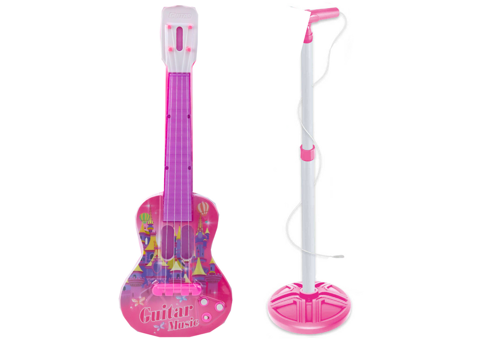 Dječja električna gitara s mikrofonom "Singer Star" - roza