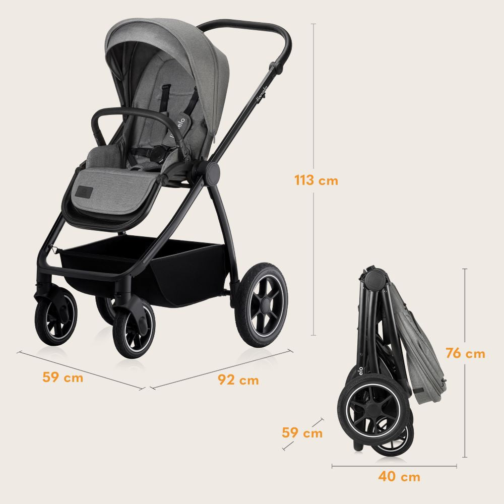 Lionelo dječja kolica Meril 3u1, Grey Stone