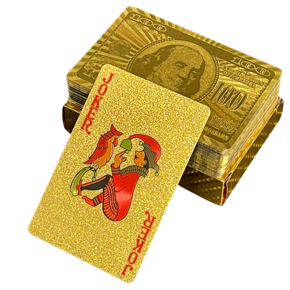 Elegant Dollar Banknote Gold Playing Cards Deck 54 Cards
