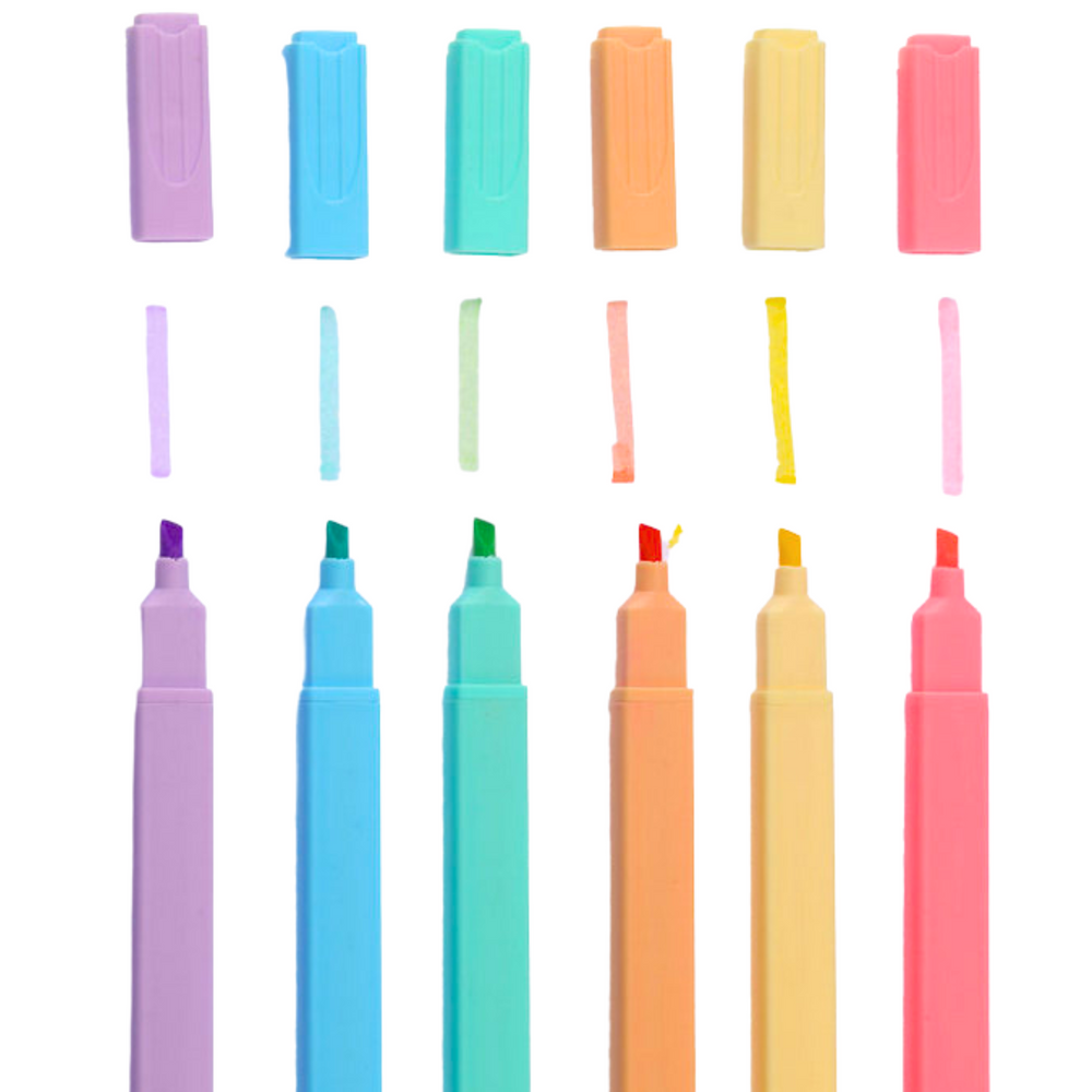 Set of Highlighters, Markers, Colored Markers, Office, School, 6 pcs.