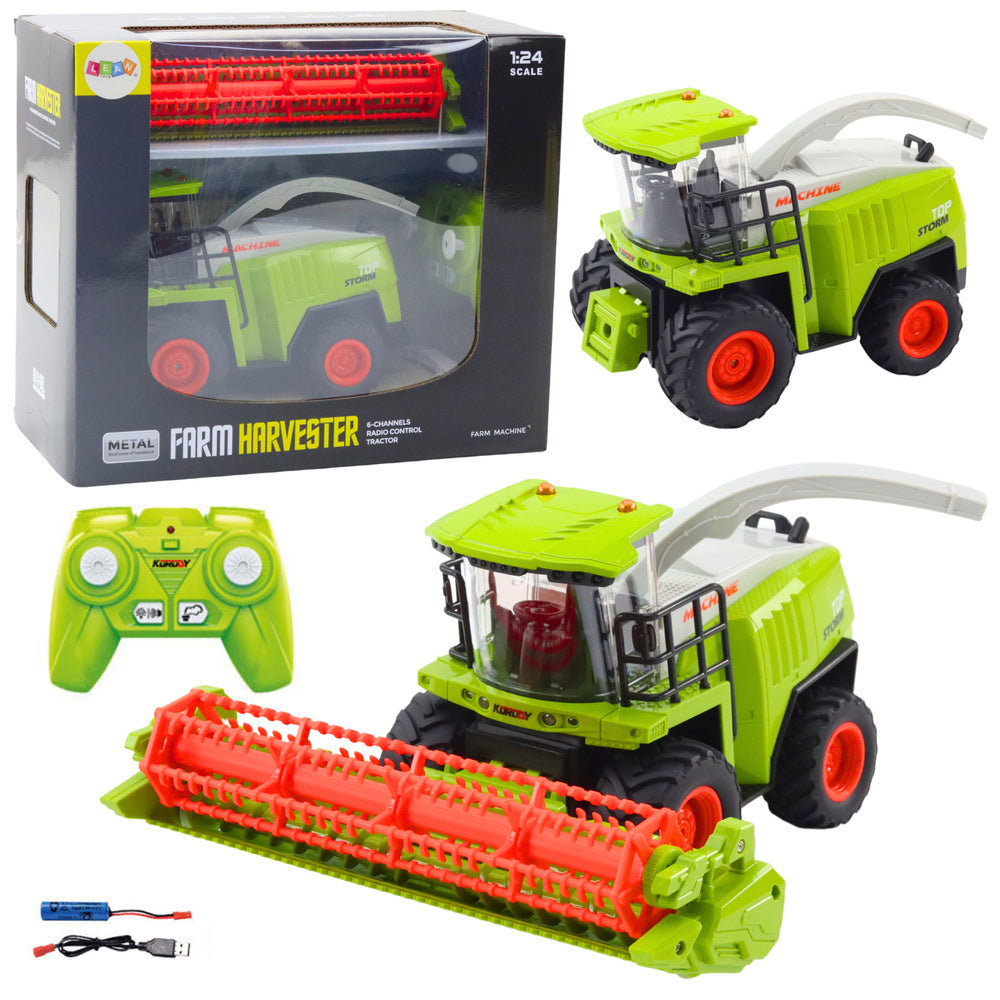 Kombajn na daljinsko upravljanje Agricultural sa nastavkom z ažito RC 2.4G - crveno/zeleni