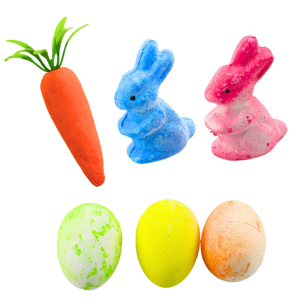 Easter Decorations In Basket Bunnies Eggs Carrot 6pcs