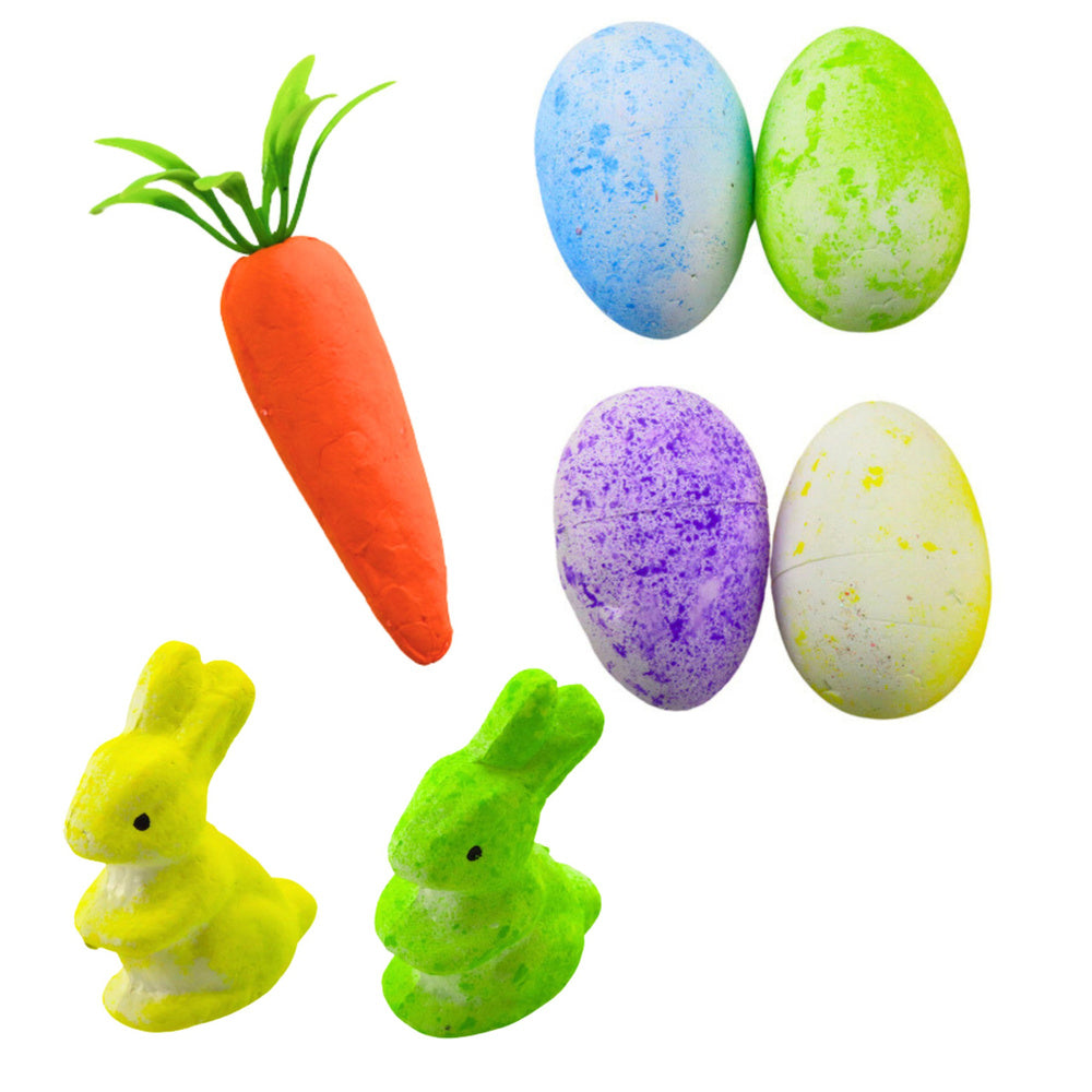 Easter Decorations In Basket Bunnies Eggs Carrot 6pcs