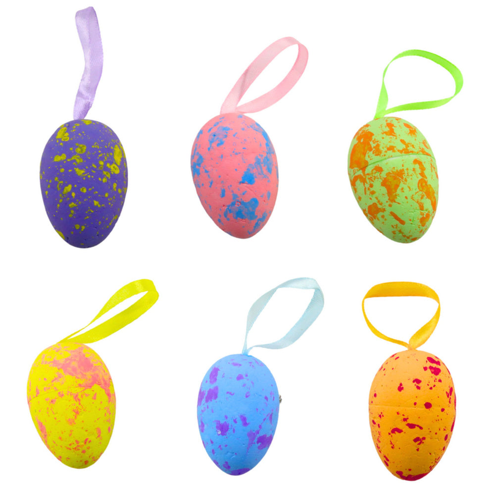 Easter Decorations Eggs With Loop Pendant Colorful 6pcs