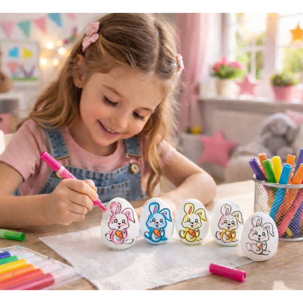 Easter Styrofoam Eggs For Painting Markers Rabbit Pattern C 6pcs