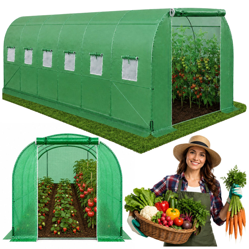 Vrtni staklenik - tunel od folije 6x3x2m 18m²  - UV PREMIUM - zeleni 