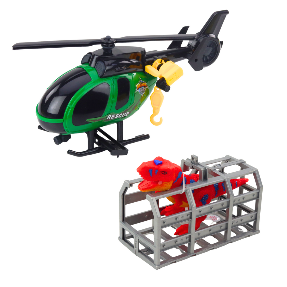 Kamion tegljač za igru sa helikopterom i dinosaurom - zeleni
