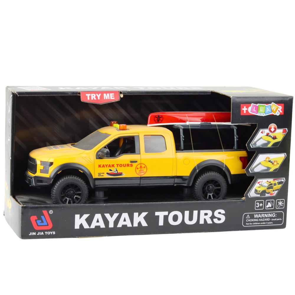 Auto za igru Pickup sa kajakom u transportu 1:12 - žuti