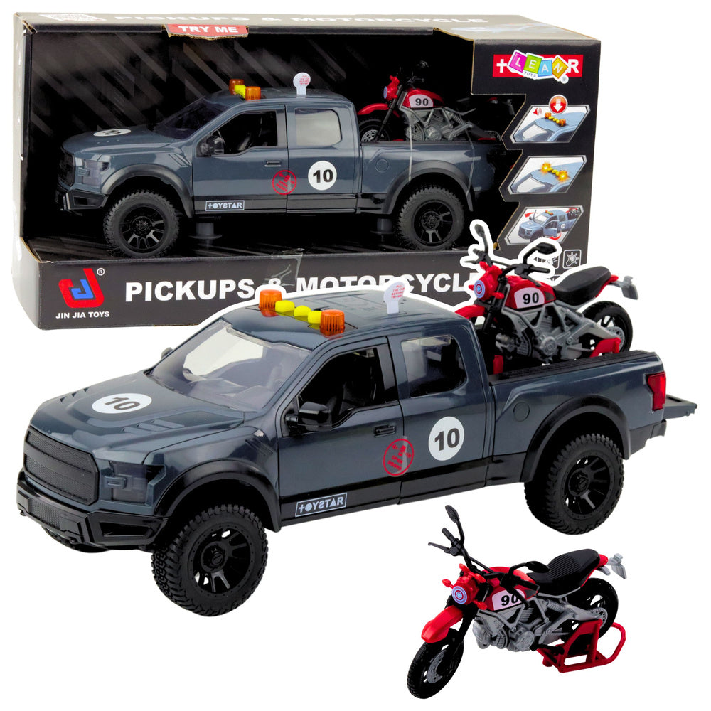 Auto za igru Pickup sa motorom na prtljažniku 1:12 - sivi