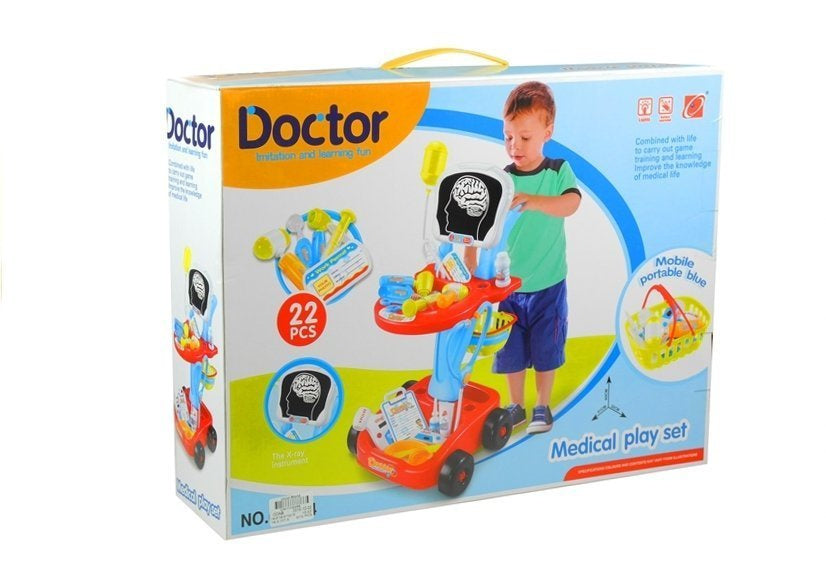 Medicinska kolica s priborom za igru,  22 elementa - višebojna 