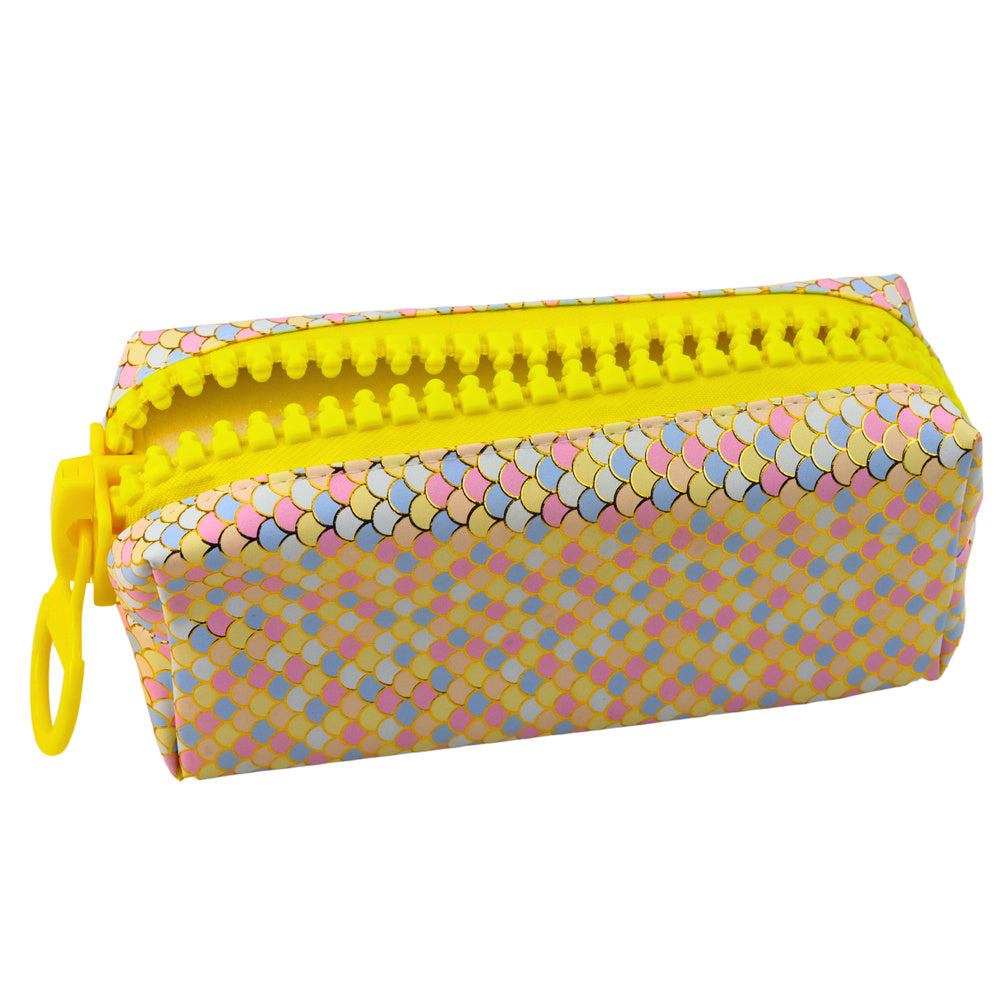 School Pencil Case Organizer Mermaid Scales Pattern Large Colorful Zipper