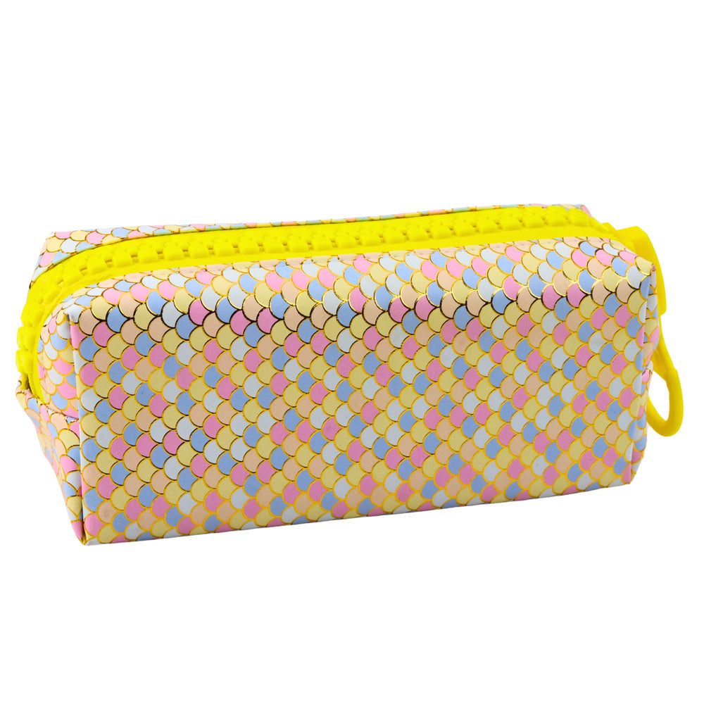 School Pencil Case Organizer Mermaid Scales Pattern Large Colorful Zipper