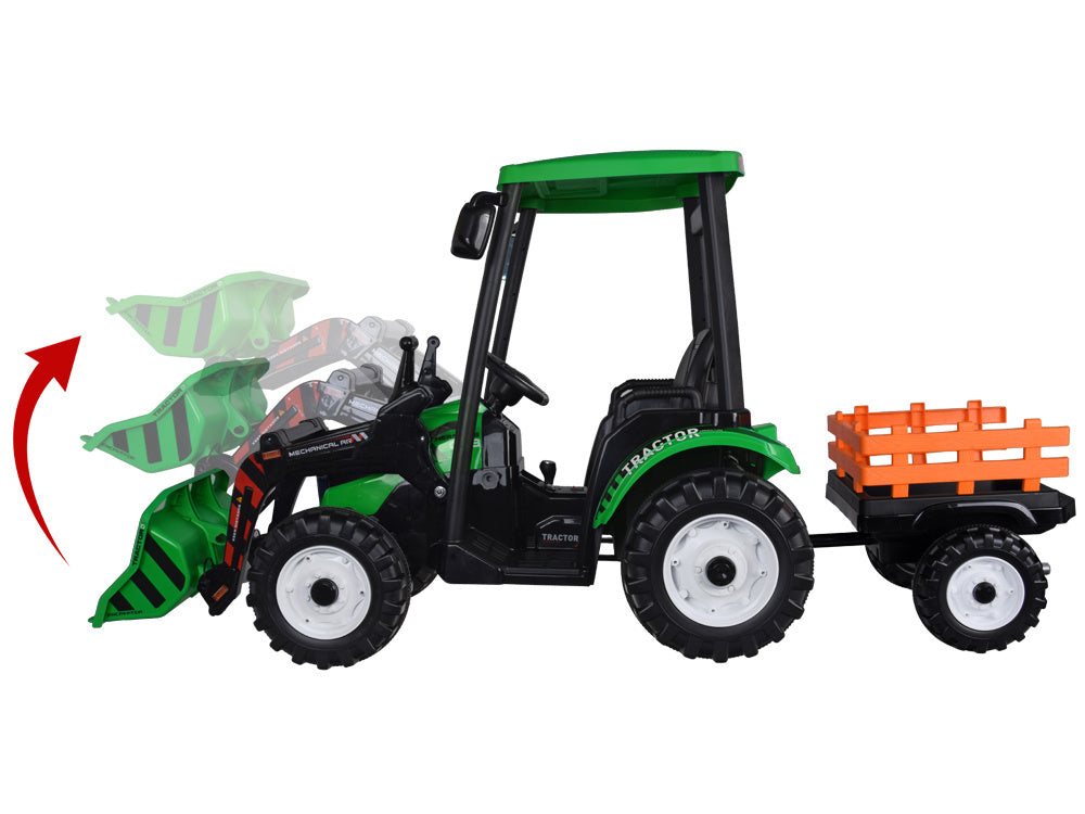 Traktor bager AKU s prikolicom zeleni