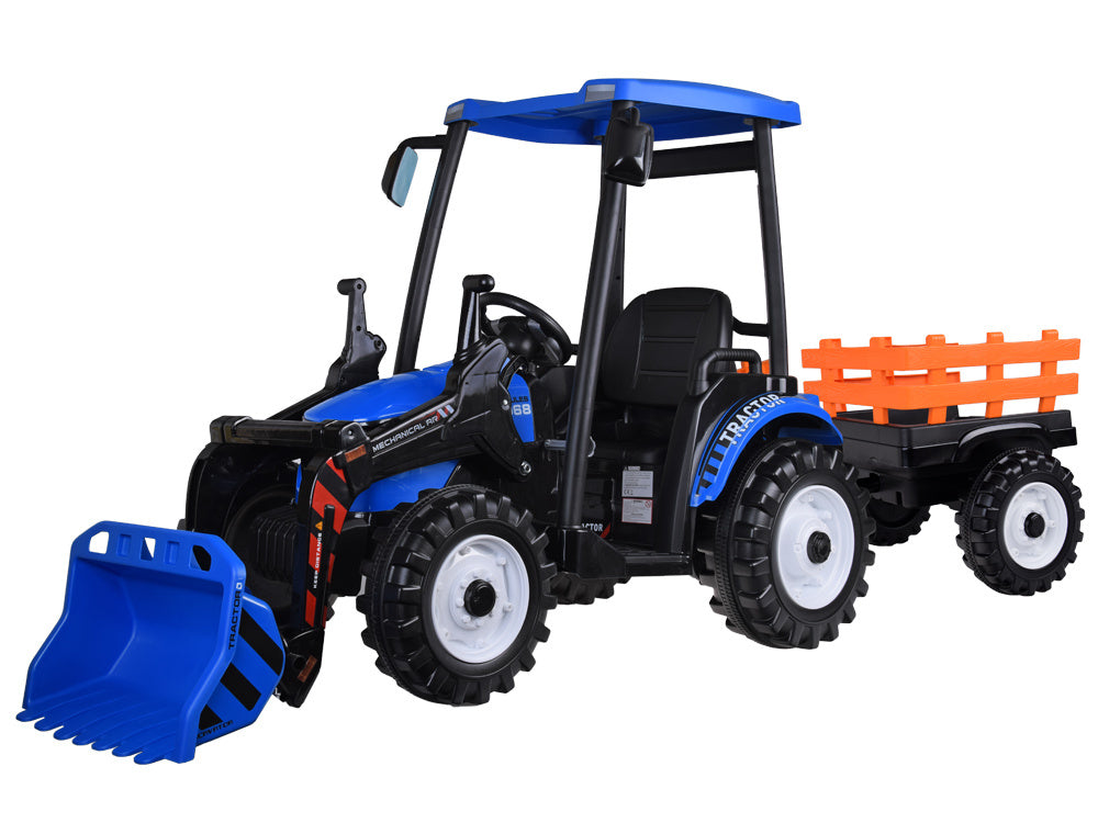 Traktor bager AKU s prikolicom plavi