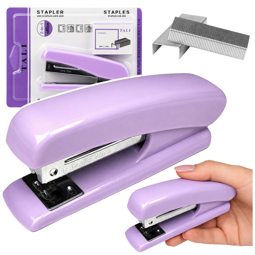 Metal Office Stapler Up to 25 Sheets 24/6 26/6 Staples Purple