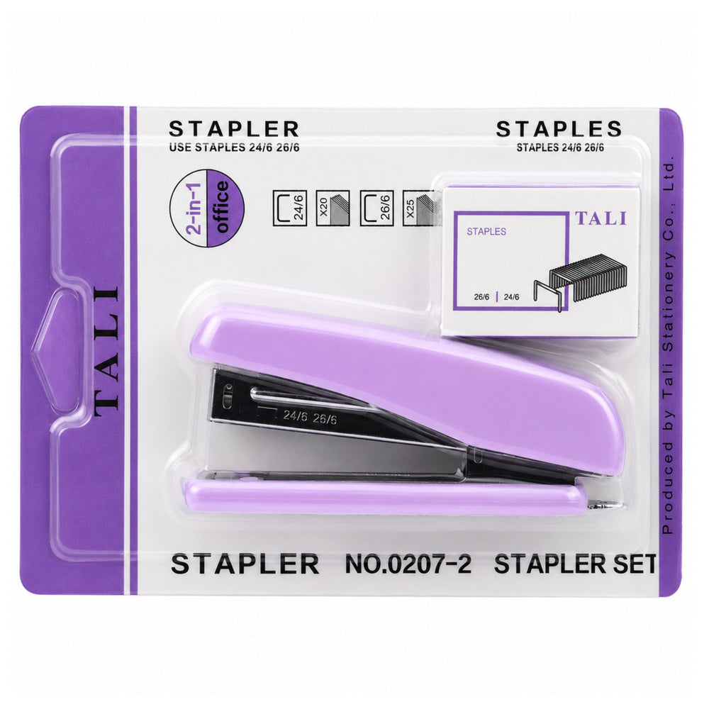 Metal Office Stapler Up to 25 Sheets 24/6 26/6 Staples Purple