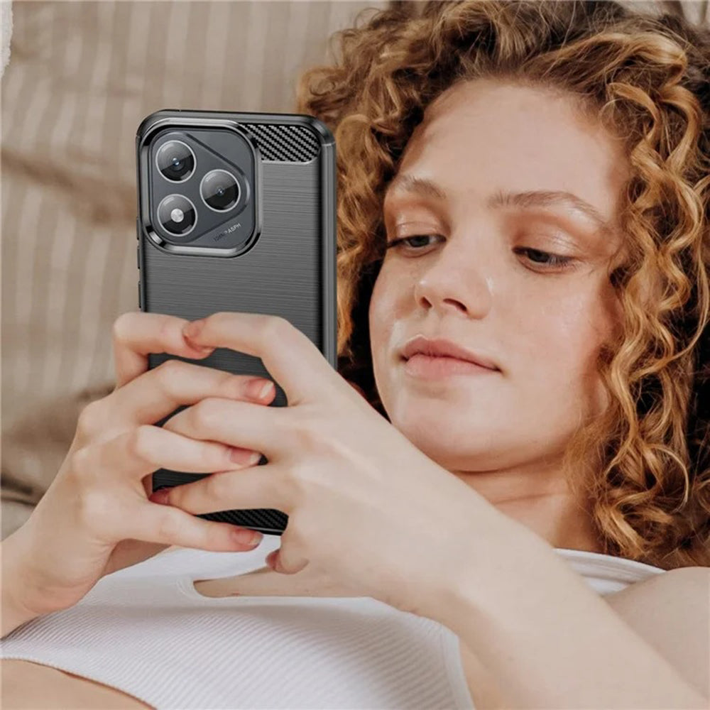 Techsuit Carbon Silicone maska za Honor 400 Lite – crna