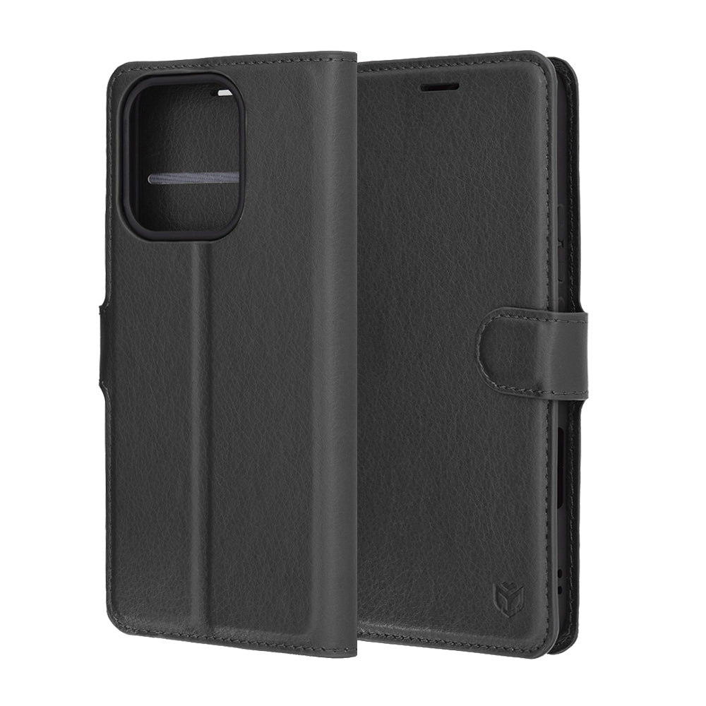 Techsuit Leather Folio preklopna torbica za Honor 400 Lite – črna